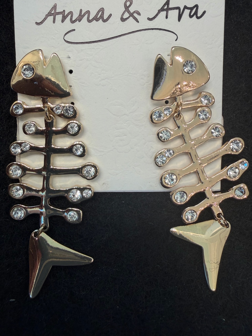 Anna & Ava Gold Fishbone Drop Earrings